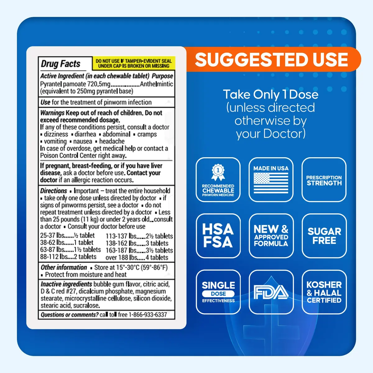 PIN RID Pyrantel Pamoate 250mg Chewable Tablets for Pinworm Relief | Tasty Bubblegum Flavor, 24 Count - view 4