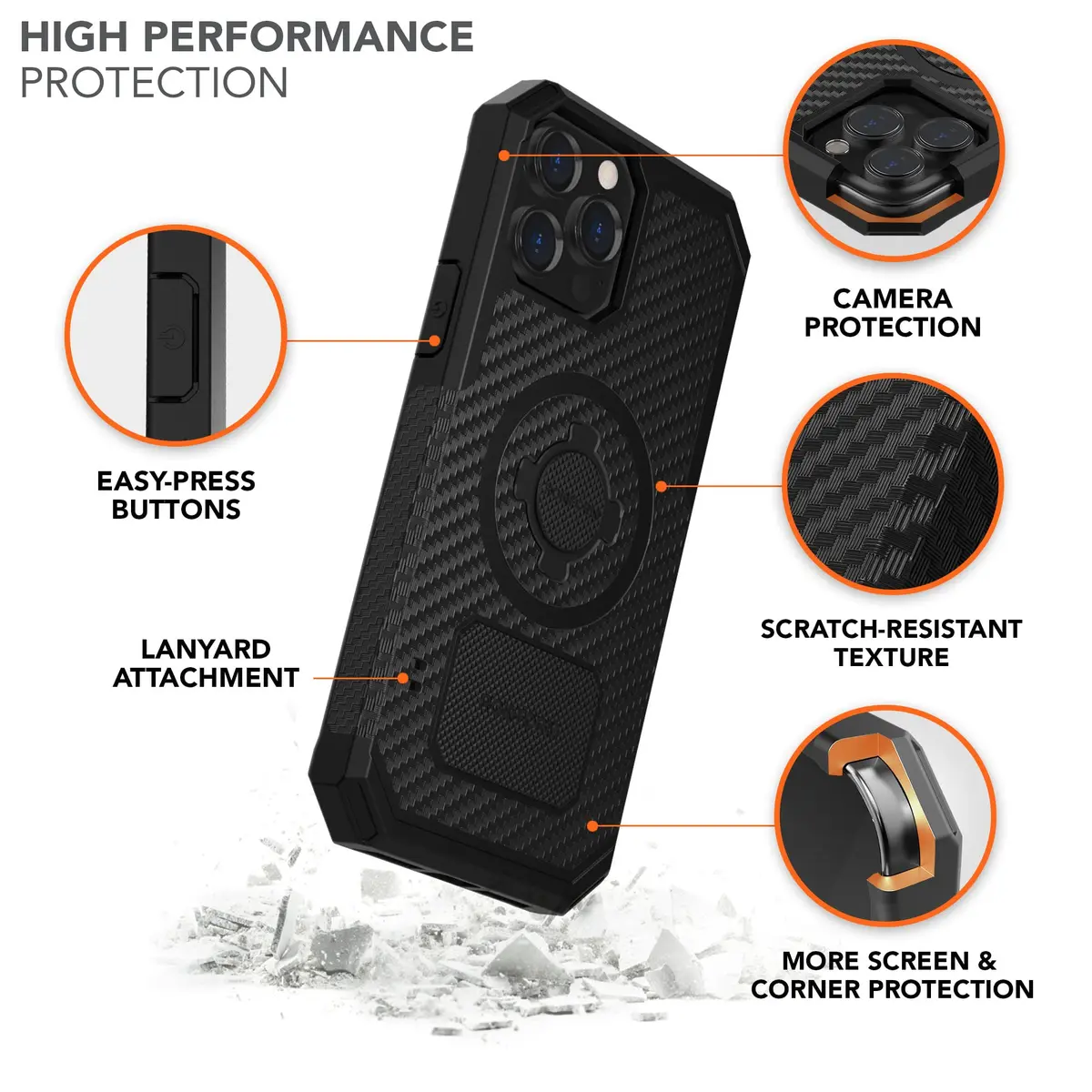 Rokform Rugged Case for iPhone 13 Pro Max, Magentic + RokLock (Black) | Military-Grade Shock & Drop Protection - view 4