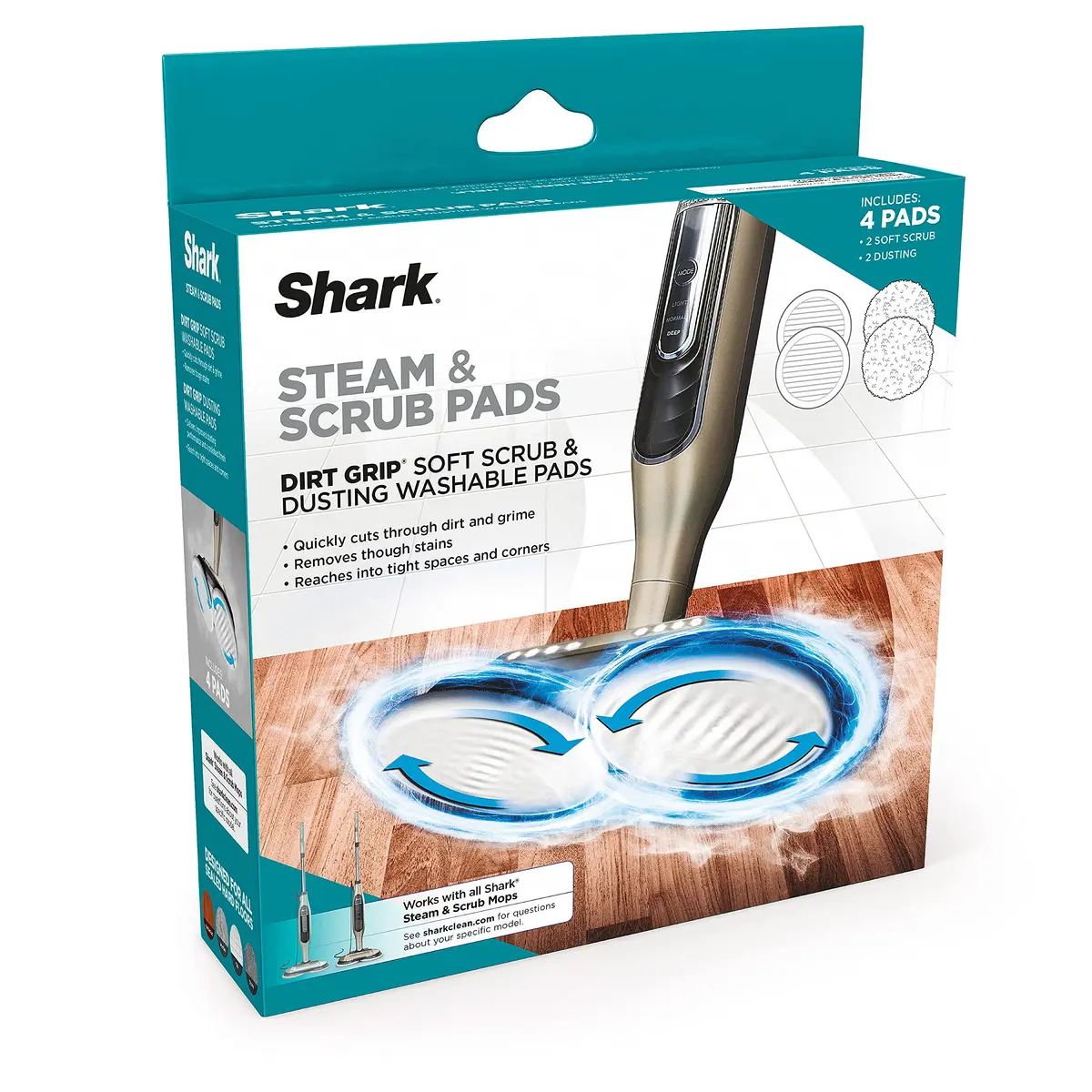 Shark Steam & Scrub Dirt Grip Soft Scrub & Dusting Pads | Compatible with All Shark Steam & Scrub Mops - main product image