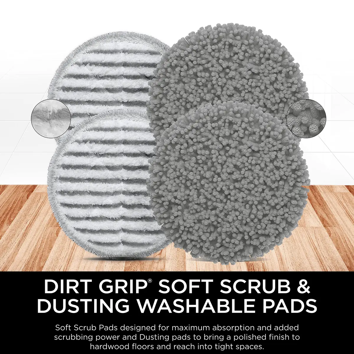 Shark Steam & Scrub Dirt Grip Soft Scrub & Dusting Pads | Compatible with All Shark Steam & Scrub Mops - view 2
