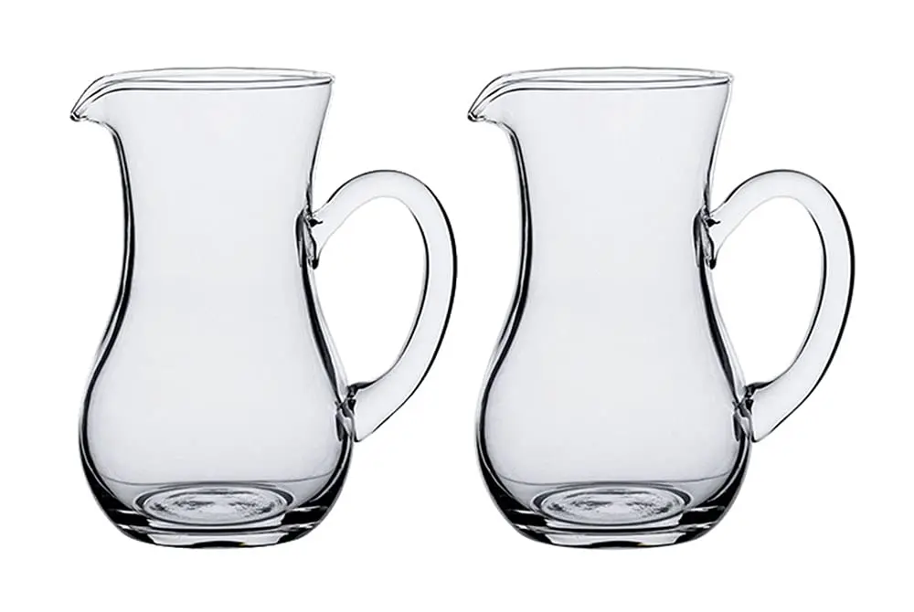 Mozacona Crystal Glass Creamer Pitcher Set 600ml (2 x 300ml) | Vintage Style Pourer for Milk, Cream, Sauces - main product image