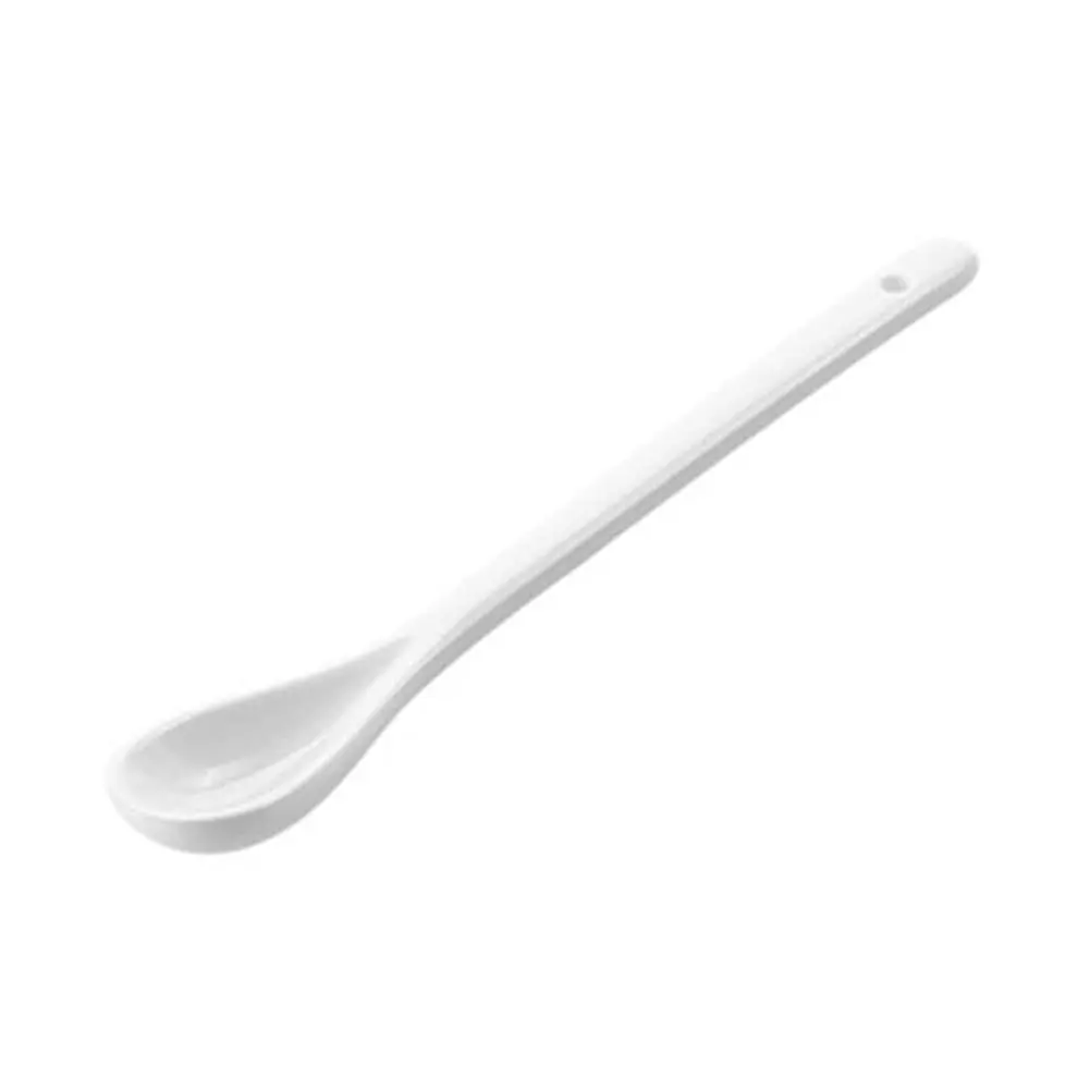 AKOAK 6.7" Ceramic Egg Spoon Set (5 Pieces) | White Long-Handled Teaspoon for Coffee, Tea, Yogurt, Ice Cream, Desserts - view 2