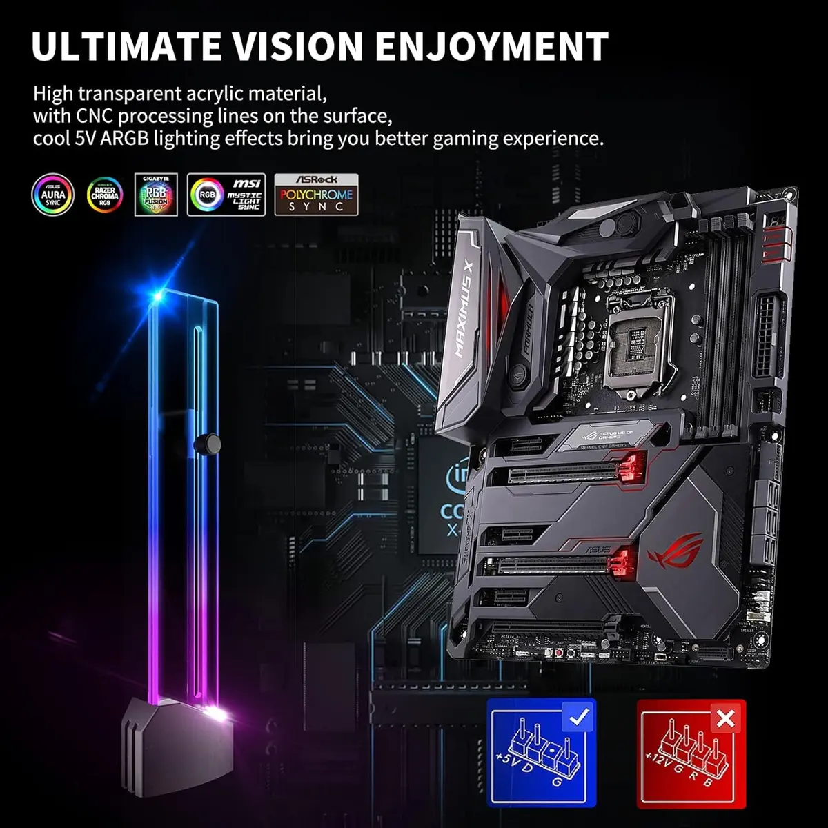 upHere GH03ARGB 5V Addressable RGB GPU Brace Support Holder | 24cm (9.4in) Adjustable Height - view 7