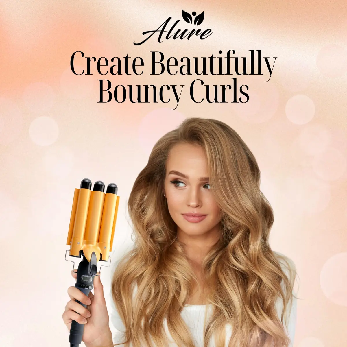 Alure Three Barrel Curling Iron Wand, 1 Inch Ceramic Tourmaline Hair Waver | Fast Heating, Versatile Styling - view 7