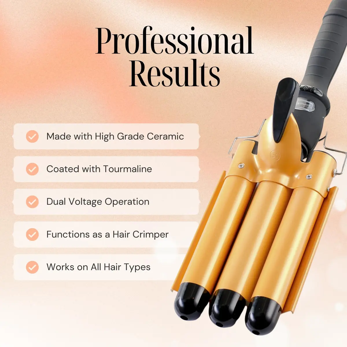 Alure Three Barrel Curling Iron Wand, 1 Inch Ceramic Tourmaline Hair Waver | Fast Heating, Versatile Styling - view 3