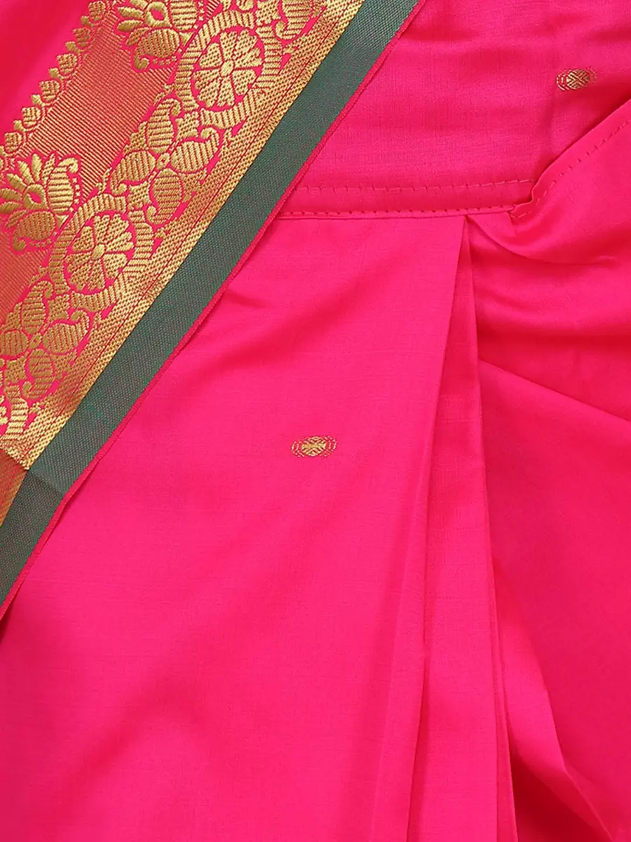 Aarika Girl's Pure Silk Saree with Blouse, Rani Pink, 5-6 Years | Party Wear Traditional Indian Outfit - view 5