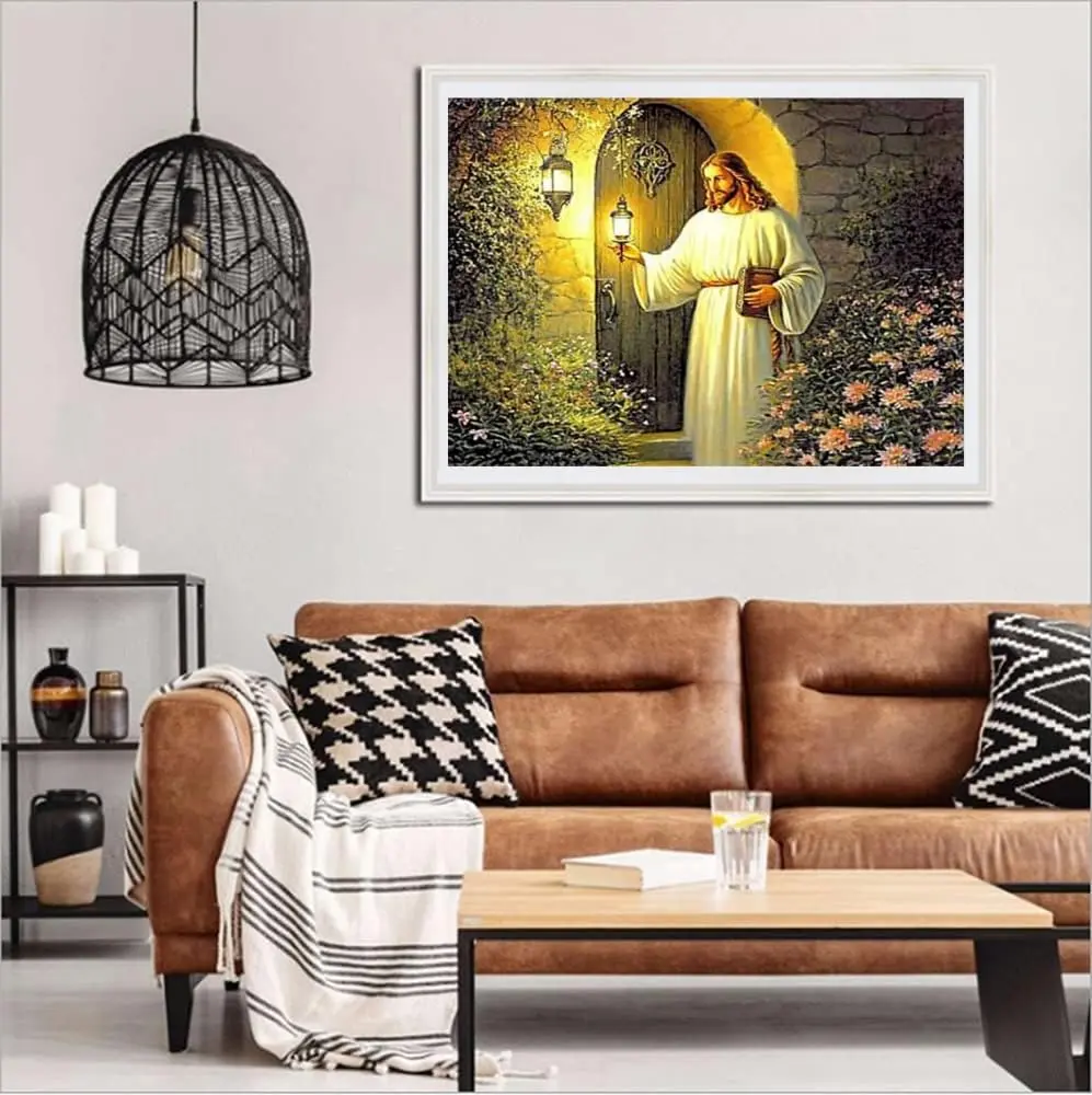 F-CANLAN 5D DIY Jesus Lamp Diamond Painting Set, Full Drill Religious Art Craft Kit for Adults (40x30 cm) - view 2