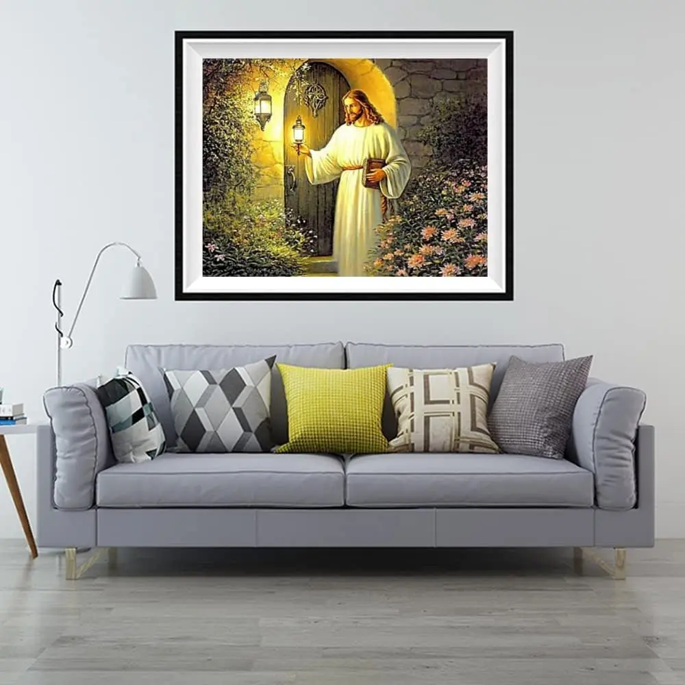 F-CANLAN 5D DIY Jesus Lamp Diamond Painting Set, Full Drill Religious Art Craft Kit for Adults (40x30 cm) - view 3