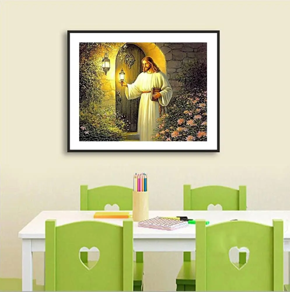 F-CANLAN 5D DIY Jesus Lamp Diamond Painting Set, Full Drill Religious Art Craft Kit for Adults (40x30 cm) - view 4