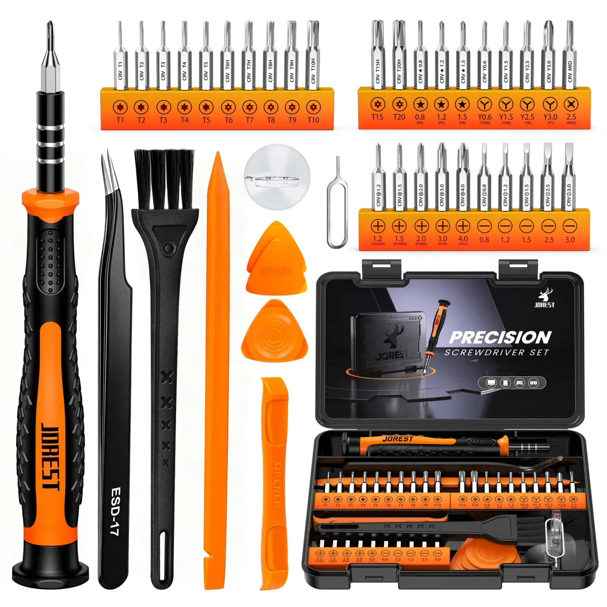 Jorest 40-Piece Precision Screwdriver Set with Torx Triwing Phillips | CRV Steel Bits & Magnetic Tip - main product image