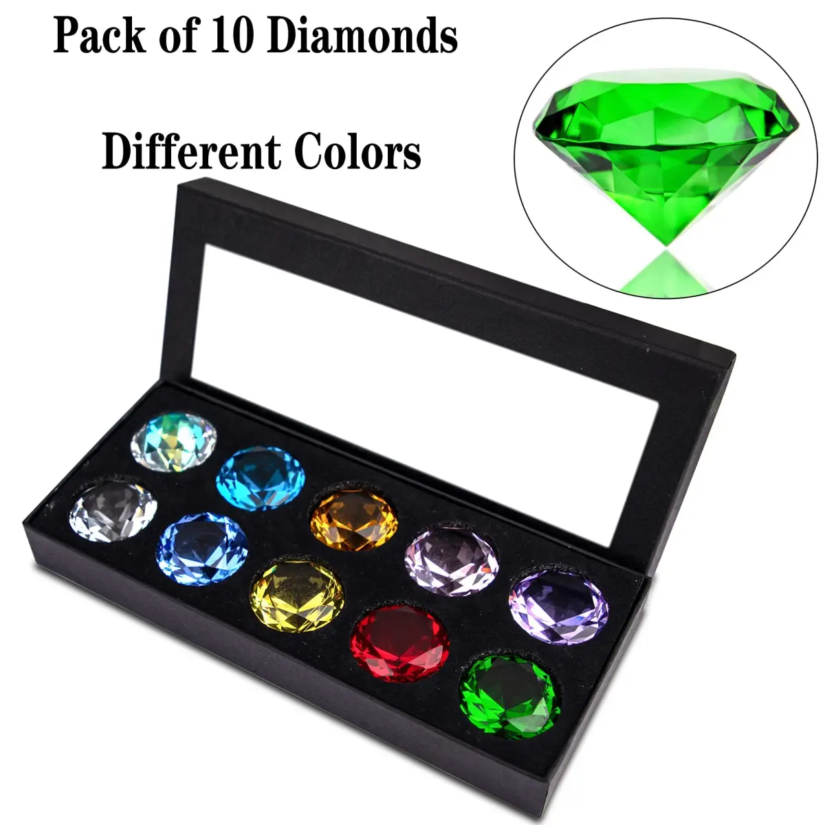 HDCRYSTALGIFTS Crystal Diamond Jewels Paperweight 40mm (1.5in) | Pack of 10 - view 5
