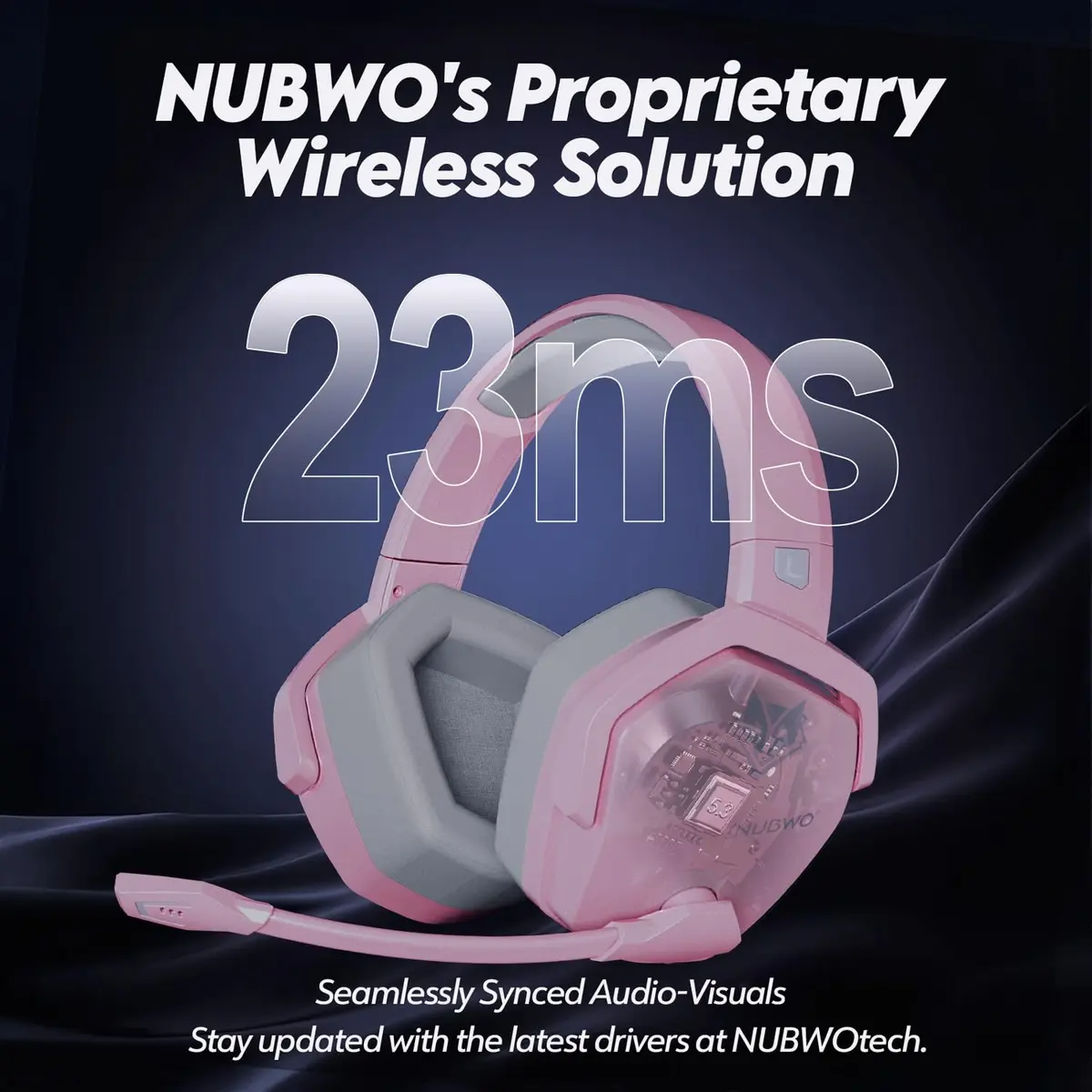 NUBWO G06 Dual Wireless Gaming Headset with Mic for PS5, PS4, PC, Mobile, Switch | 2.4GHz Wireless + Bluetooth - 100 Hr Battery - Pink - view 3