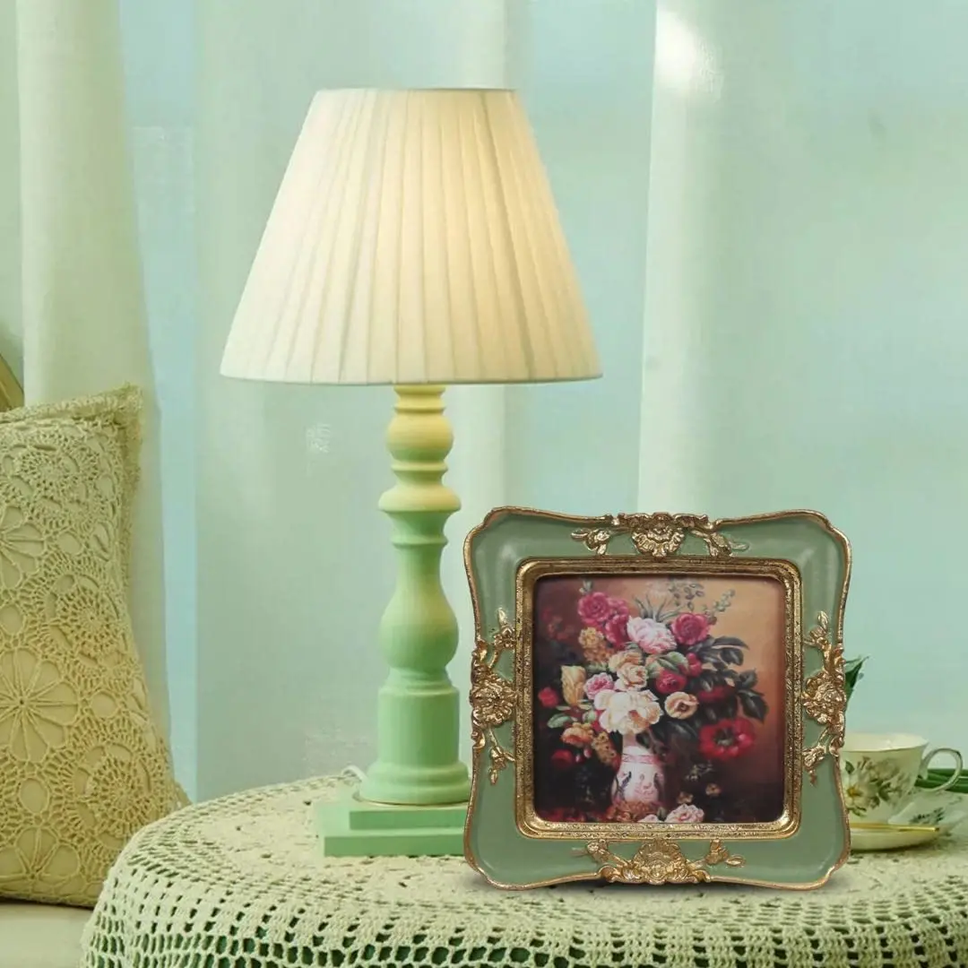 WINPLUS+ Vintage Picture Frame 3x3 inch (7.6x7.6 cm) with 4x4 inch (10.2x10.2 cm) Outer Dimensions | Antique Golden Floral Resin Display - view 2