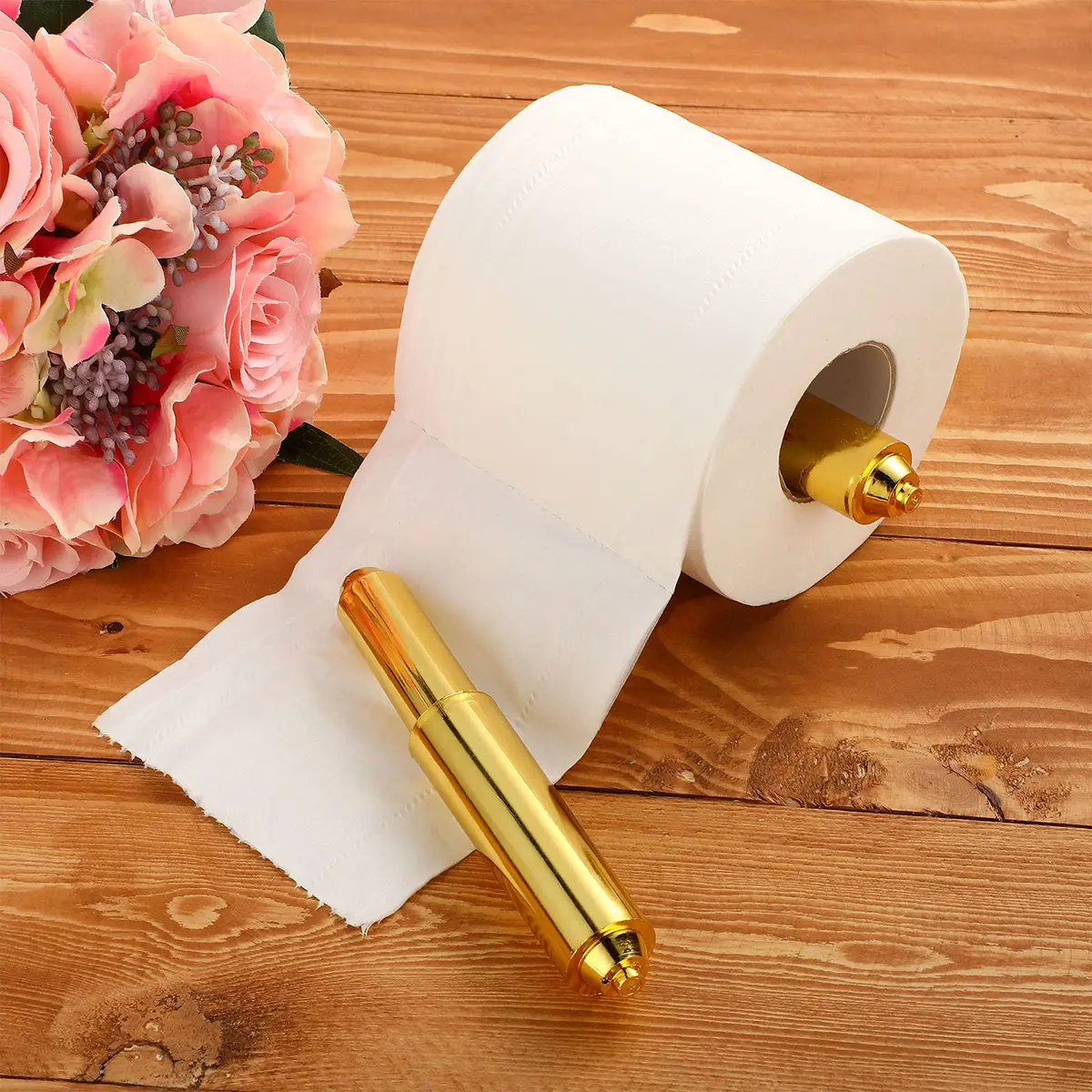 Shappy Gold 4 Pcs Universal Toilet Paper Holder Replacement Rods | Spring Loaded for Secure Fit - view 5