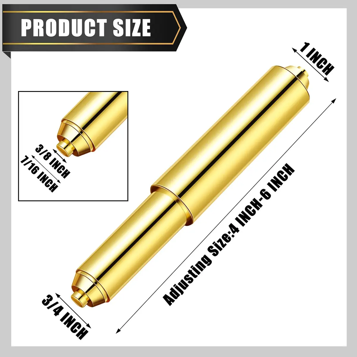 Shappy Gold 4 Pcs Universal Toilet Paper Holder Replacement Rods | Spring Loaded for Secure Fit - view 2