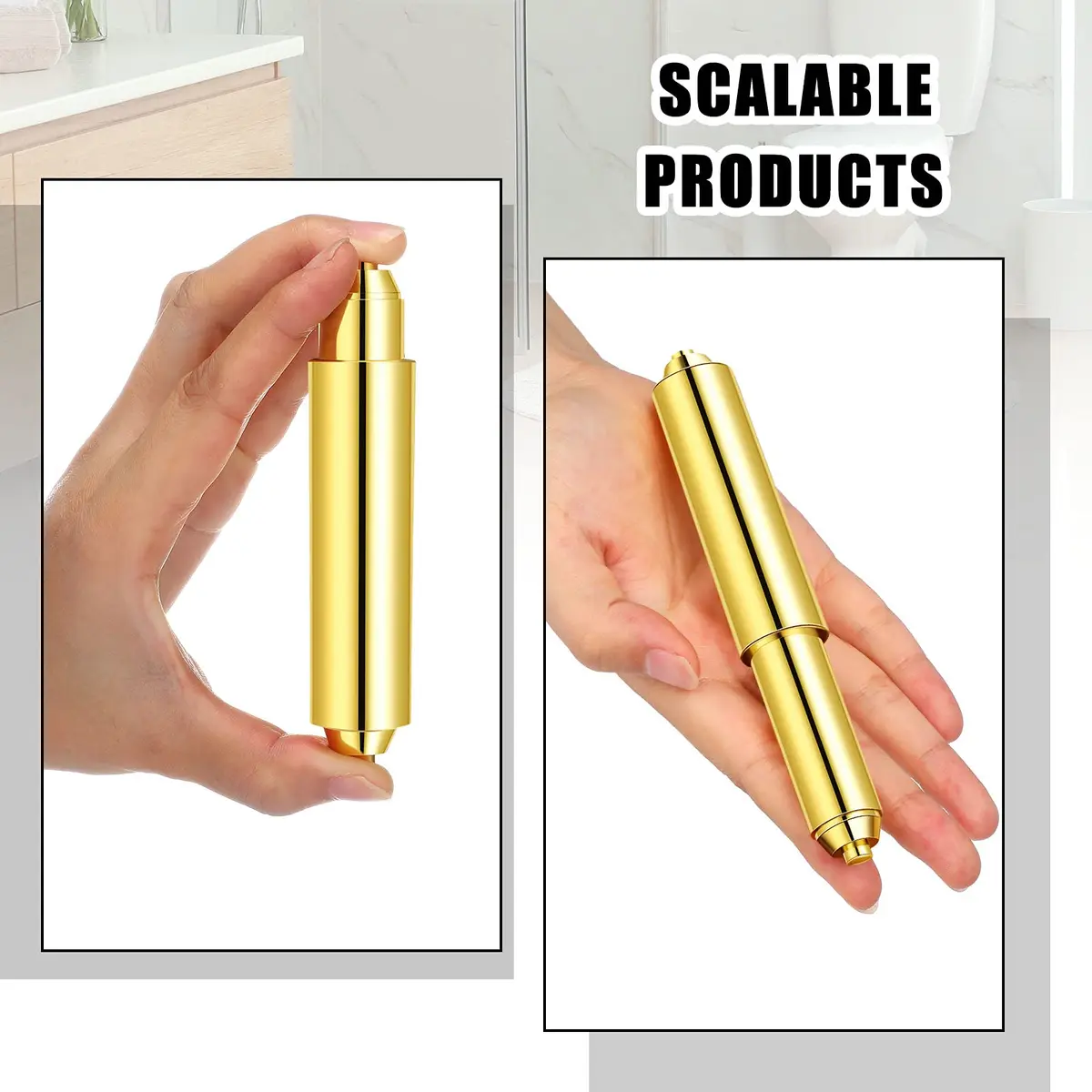 Shappy Gold 4 Pcs Universal Toilet Paper Holder Replacement Rods | Spring Loaded for Secure Fit - view 3
