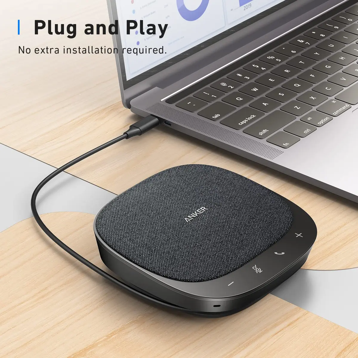 Anker PowerConf S330 USB Speakerphone for Home Office | Full Duplex, 360° Voice, Plug & Play - view 3