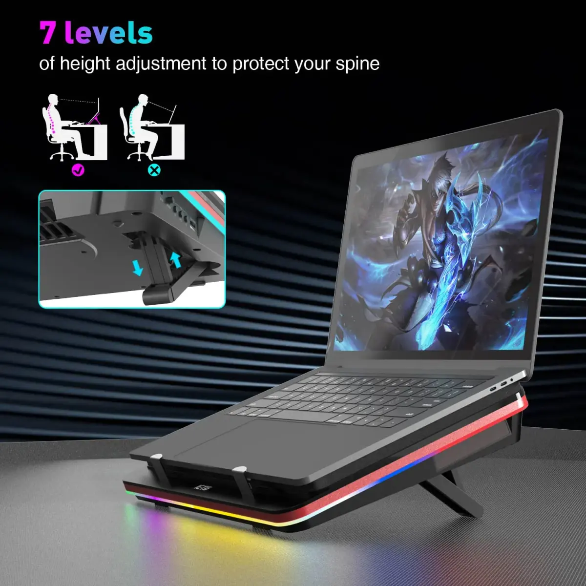 IETS GT500 RGB Laptop Cooling Pad | 5000 RPM Turbo-Fan, Variable Speed, Seal Foam, Dust Filter | 1.14 kg - view 5