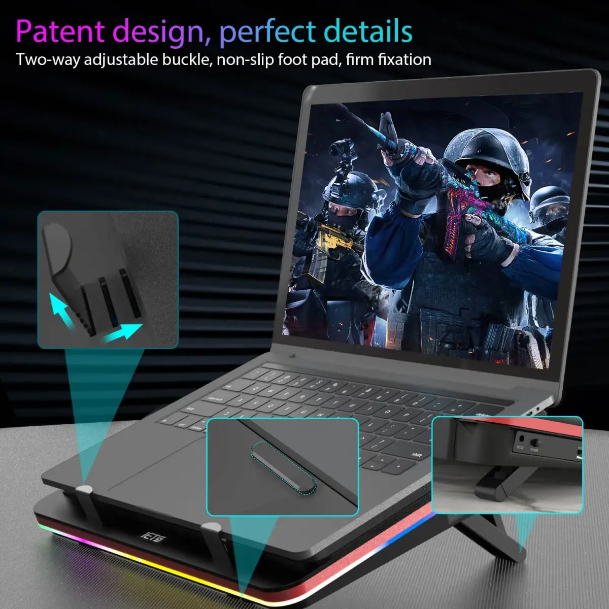 IETS GT500 RGB Laptop Cooling Pad | 5000 RPM Turbo-Fan, Variable Speed, Seal Foam, Dust Filter | 1.14 kg - view 7