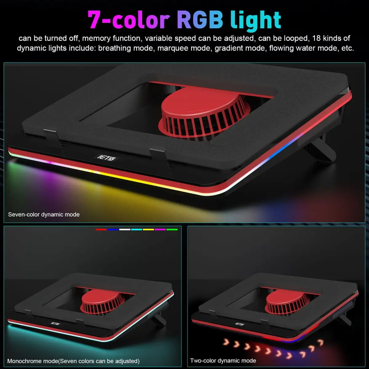 IETS GT500 RGB Laptop Cooling Pad | 5000 RPM Turbo-Fan, Variable Speed, Seal Foam, Dust Filter | 1.14 kg - view 4