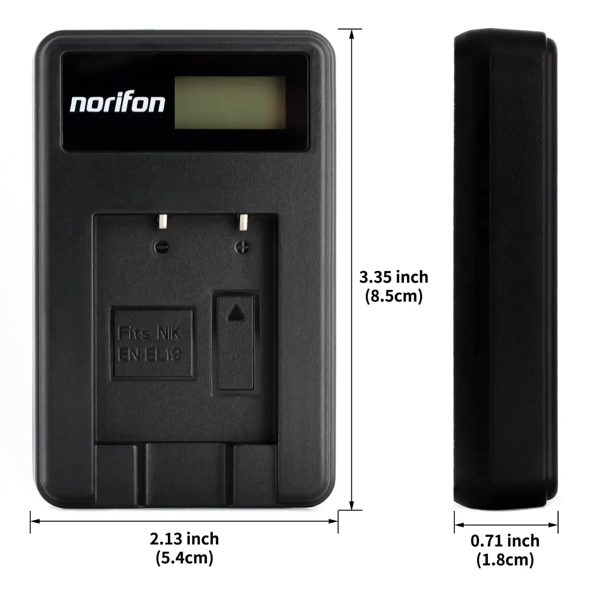 Norifon EN-EL19 LCD USB Camera Charger for Nikon Coolpix S33, S7000, S6900 | Charges 2 Batteries Simultaneously - view 4