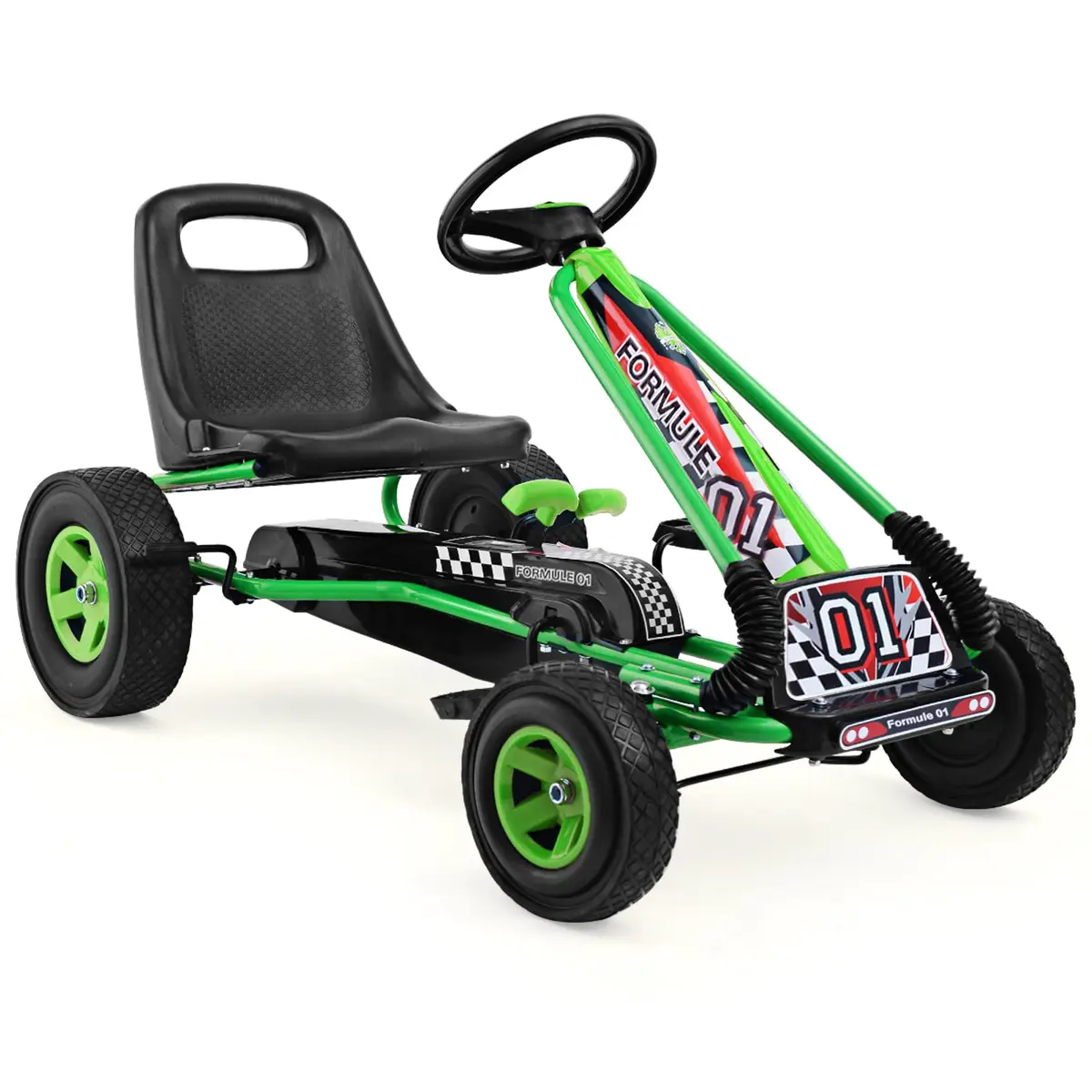 HONEY JOY Go Kart for Kids, 4 Wheel Off-Road Pedal Car | Adjustable Seat & EVA Tires (Green) - main product image