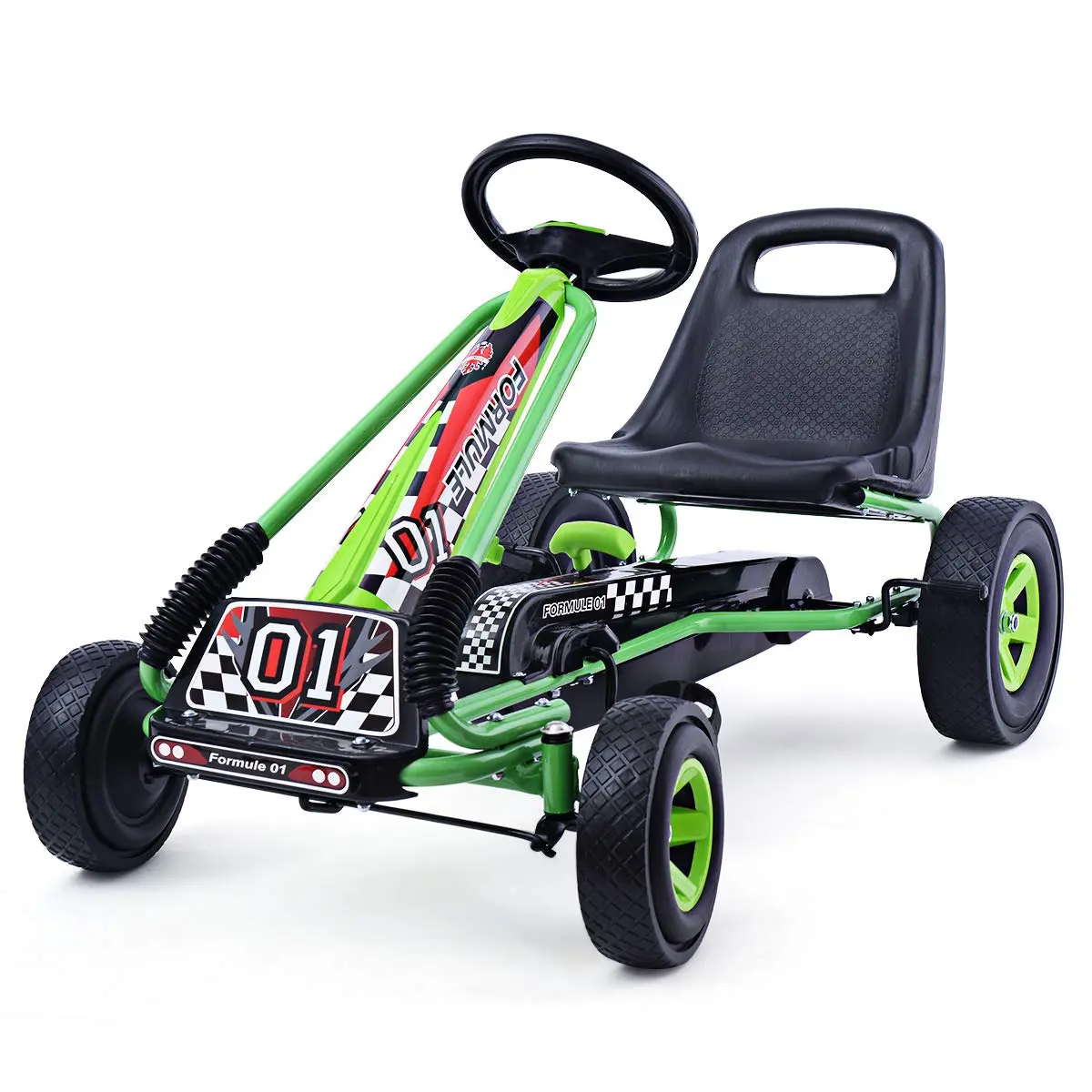 HONEY JOY Go Kart for Kids, 4 Wheel Off-Road Pedal Car | Adjustable Seat & EVA Tires (Green) - view 9