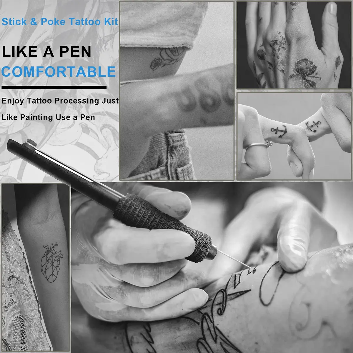 Moricher Hand Poke a Stick Tattoo Kit with ink | DIY Tattoo Supplies for Beginners in India - view 4