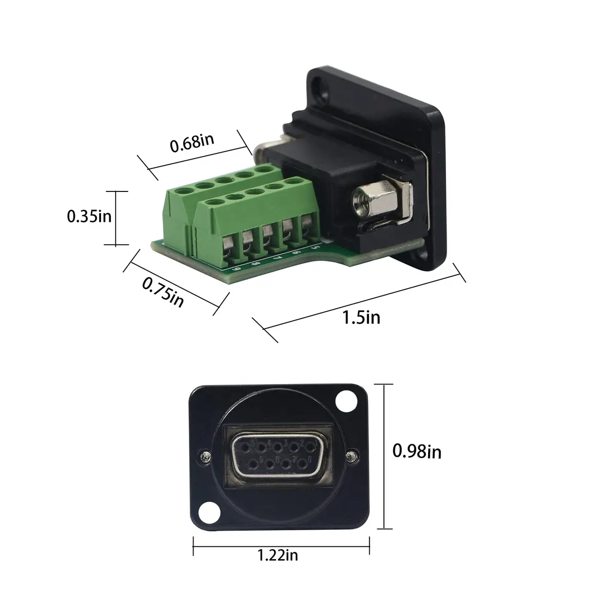 QIANRENON DB9 Panel Mount Terminal RS232 Serial to Female Adapter Connector Breakout Board, Black | Easy Install, No Soldering - view 6