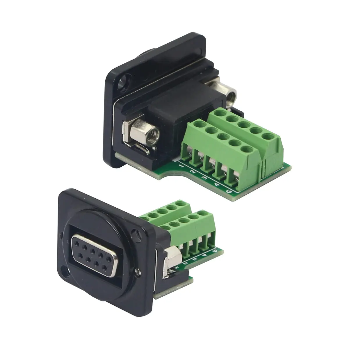 QIANRENON DB9 Panel Mount Terminal RS232 Serial to Female Adapter Connector Breakout Board, Black | Easy Install, No Soldering - view 2