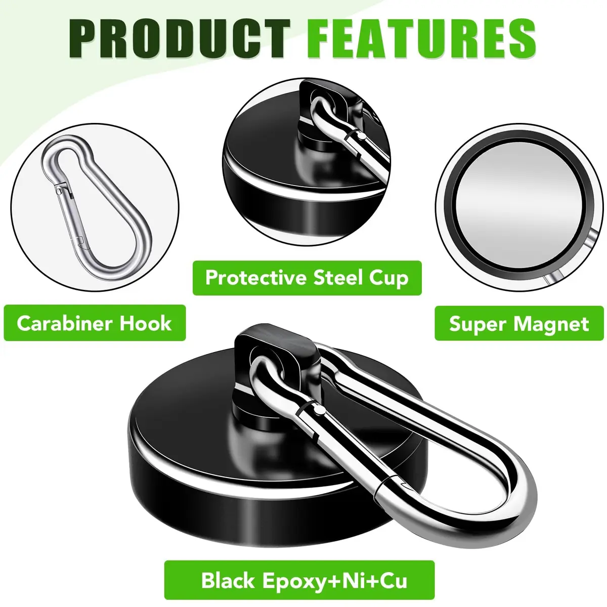 E BAVITE Magnetic Hooks 6 Pack | Heavy Duty 110LBS Capacity | Strong Neodymium Magnets for Industrial & Home Use - view 5