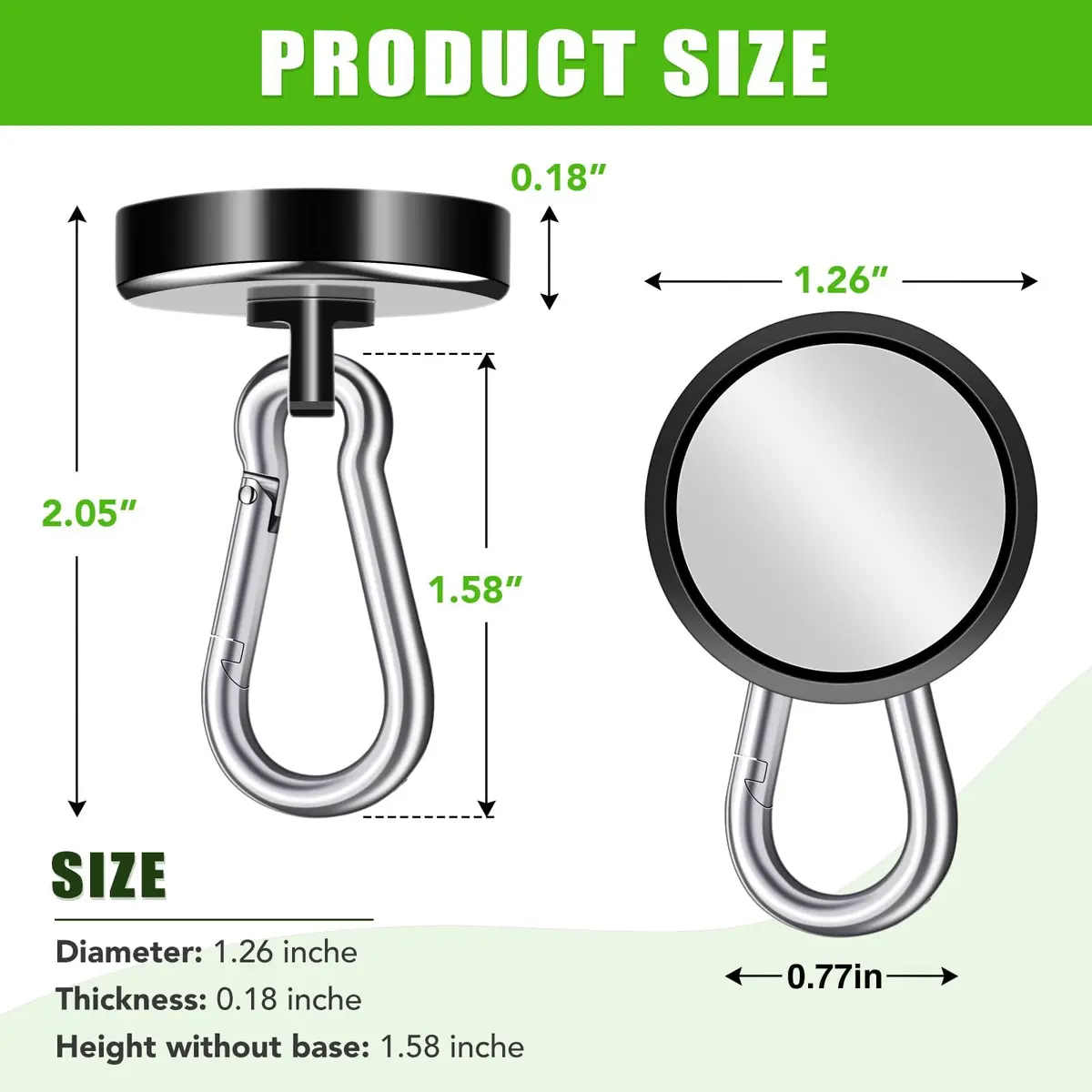 E BAVITE Magnetic Hooks 6 Pack | Heavy Duty 110LBS Capacity | Strong Neodymium Magnets for Industrial & Home Use - view 2