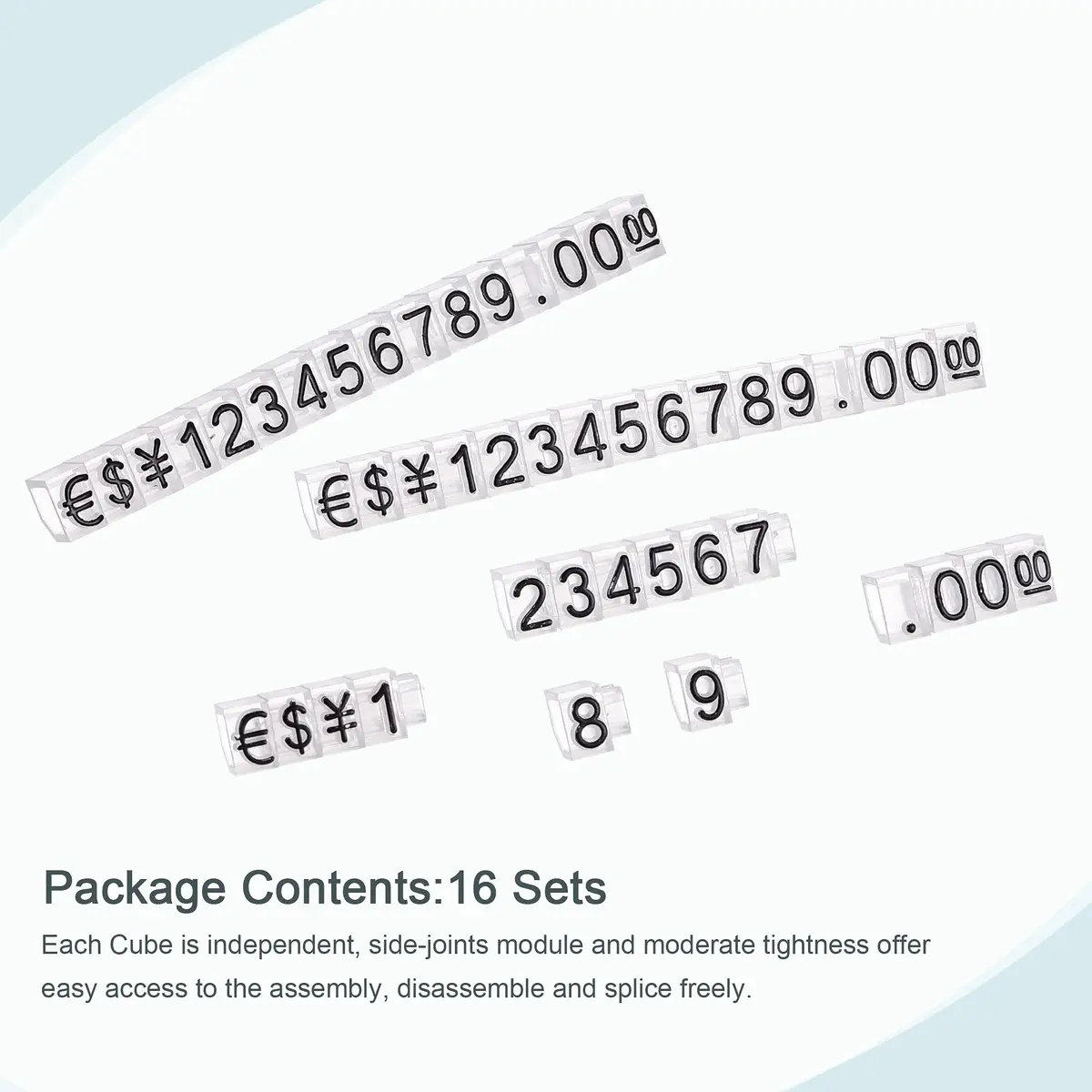 MECCANIXITY Adjustable Mini Cube Price Tag Display Kit Black on Clear, 3.3x5.6mm, 16 Sets | Professional Grade Label - view 2