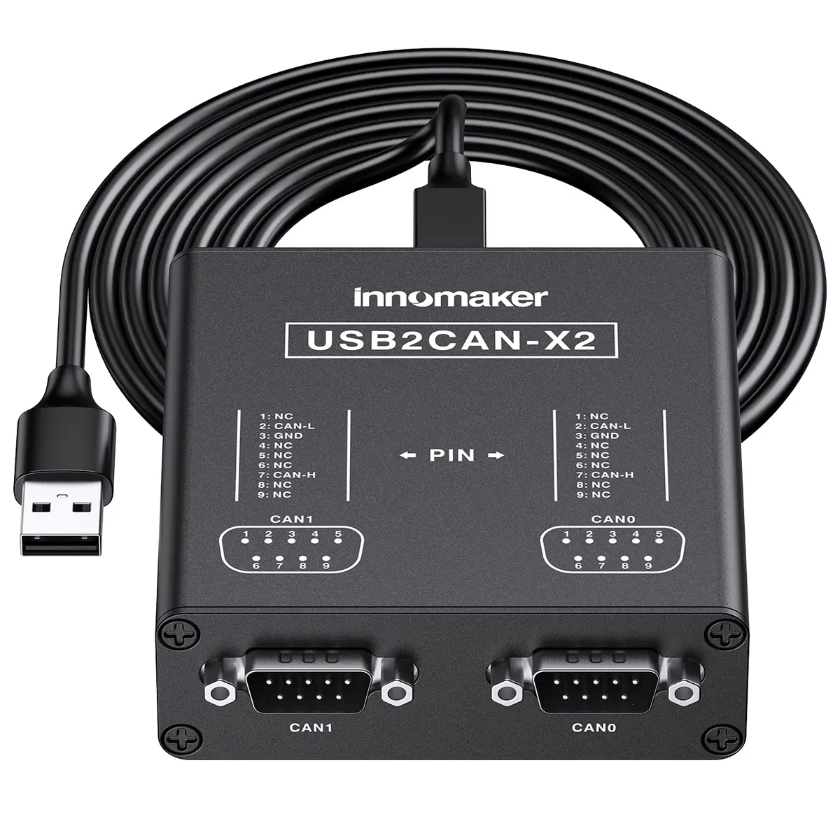 innomaker Dual Channels USB to CAN Converter for Raspberry Pi5/4/Pi3B+/Pi3/Pi Zero(W)/Jetson Nano/Tinker Board/Any SBCs Support Windows Linux Mac OS Android Venus OS | Industrial & Hobbyist - main product image