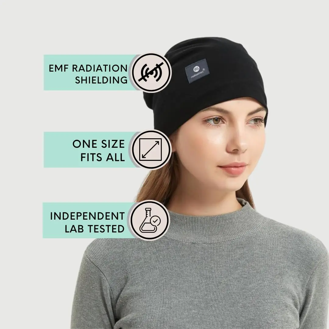 Radia Smart EMF Protection Slouch Beanie Black | RF Shielding for Head & Ears - view 2