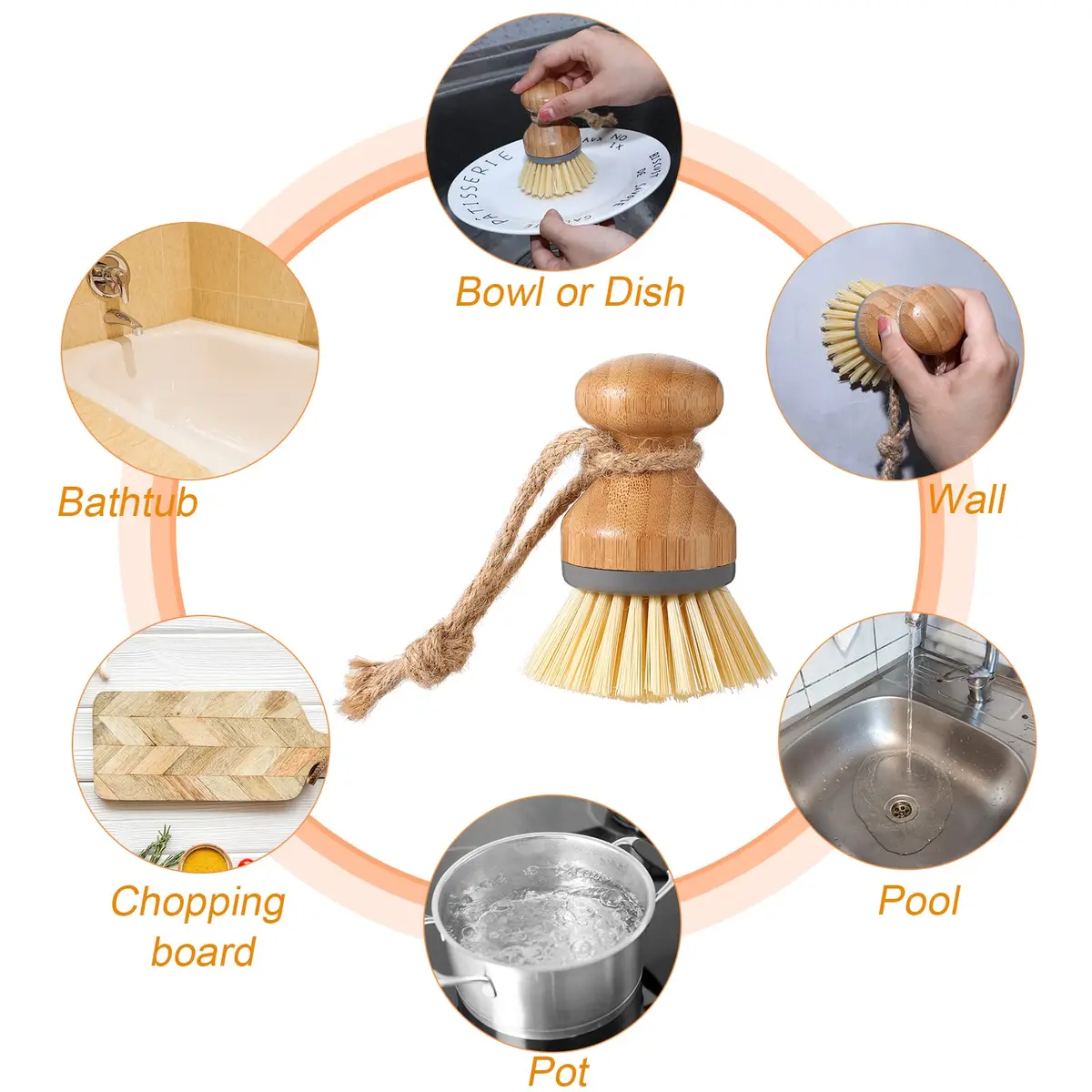 Zopeal Transparent Soap Dispenser Set with Bamboo Tray & Brush | 500ml (16 oz) Refillable Countertop Dispensers (2-Pack) - view 5