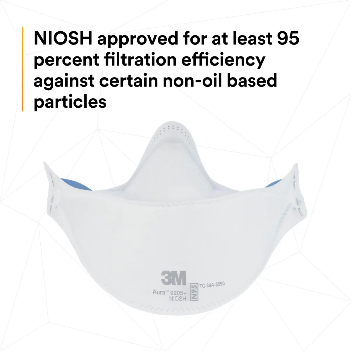 3M Aura Particulate Disposable Respirator 9205+ N95 (20-Pack, White) | NIOSH Approved for 95% Filtration - view 7