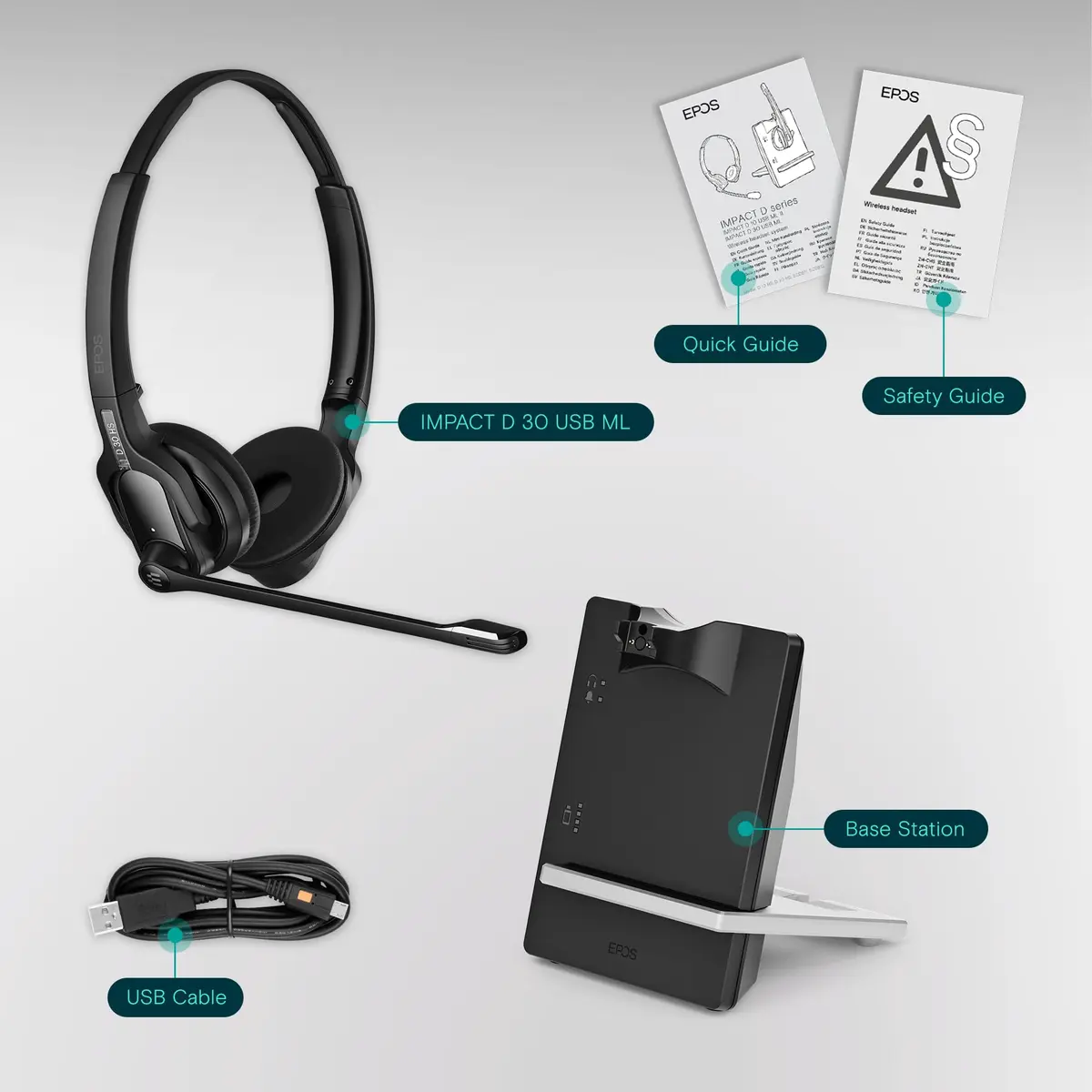 EPOS Impact D 30 USB ML Wireless DECT Dual Ear Headset Black | Clear Calls & Long Range - view 5