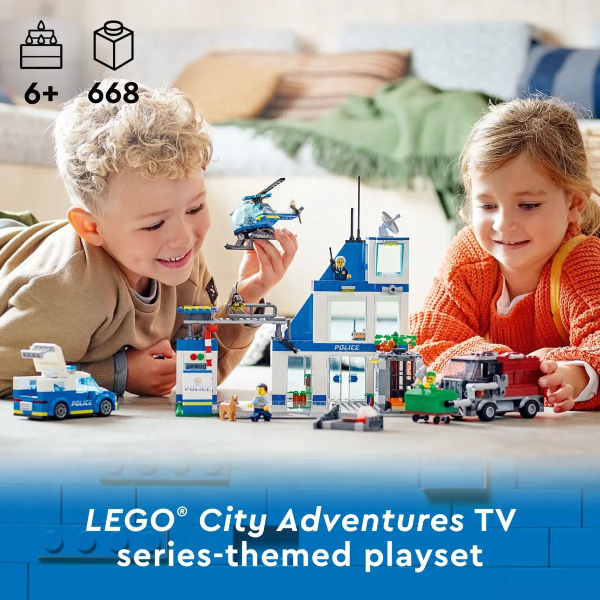 LEGO City Police Station with Van, Garbage Truck & Helicopter Toy 60316 | 668 pcs, Gifts for 6+ Kids - view 2