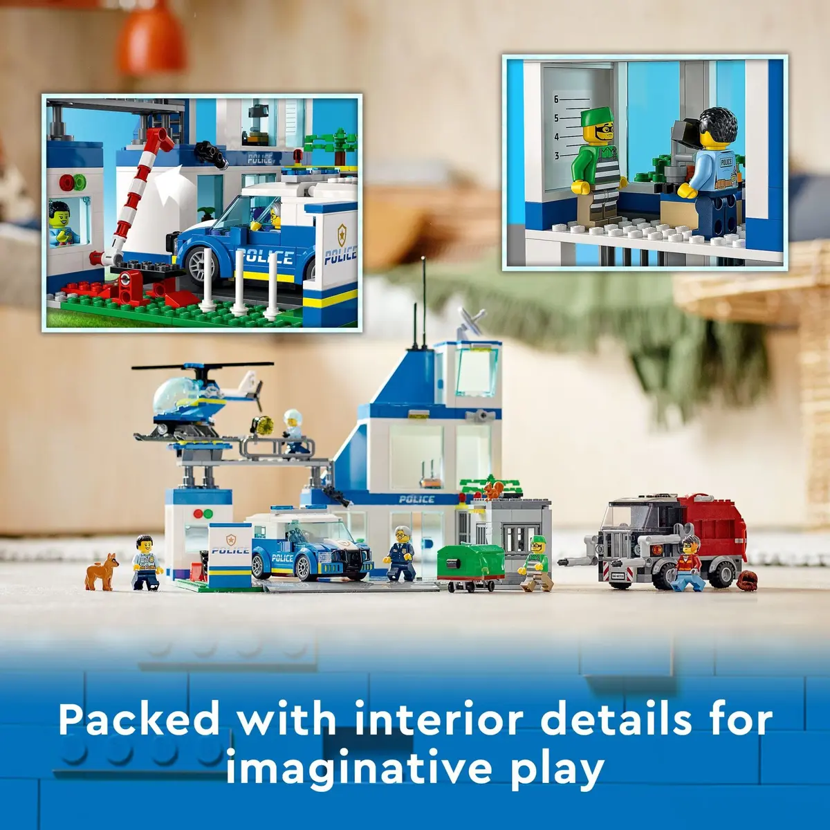 LEGO City Police Station with Van, Garbage Truck & Helicopter Toy 60316 | 668 pcs, Gifts for 6+ Kids - view 3