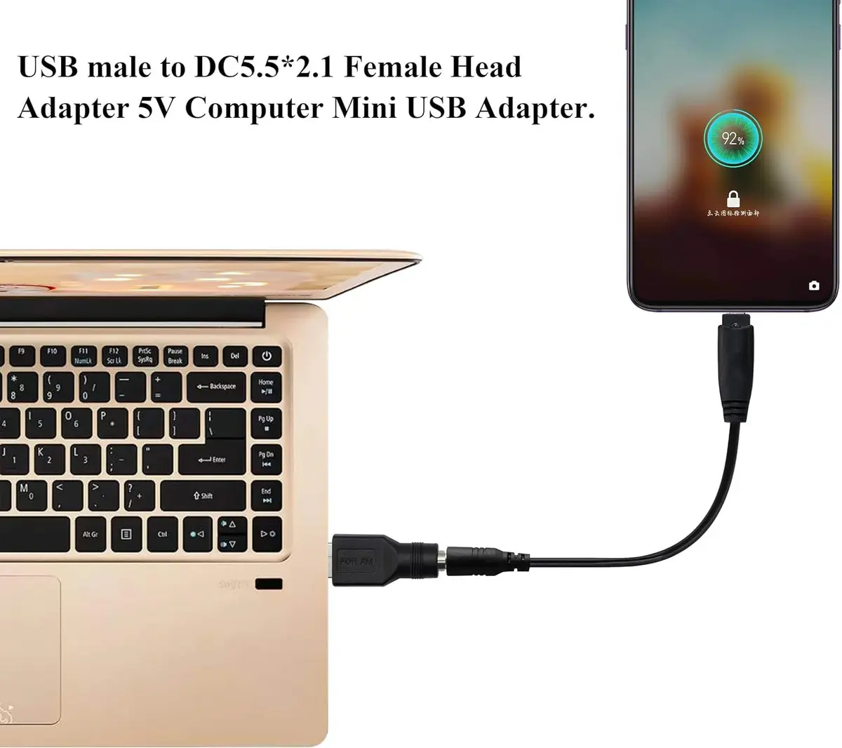 Traovien USB to DC Power Adapter 2PCS | 5V USB Male to DC 5.5x2.1mm Female | Compact & Lightweight - view 5
