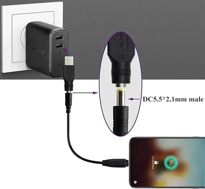 Traovien USB to DC Power Adapter 2PCS | 5V USB Male to DC 5.5x2.1mm Female | Compact & Lightweight - view 6