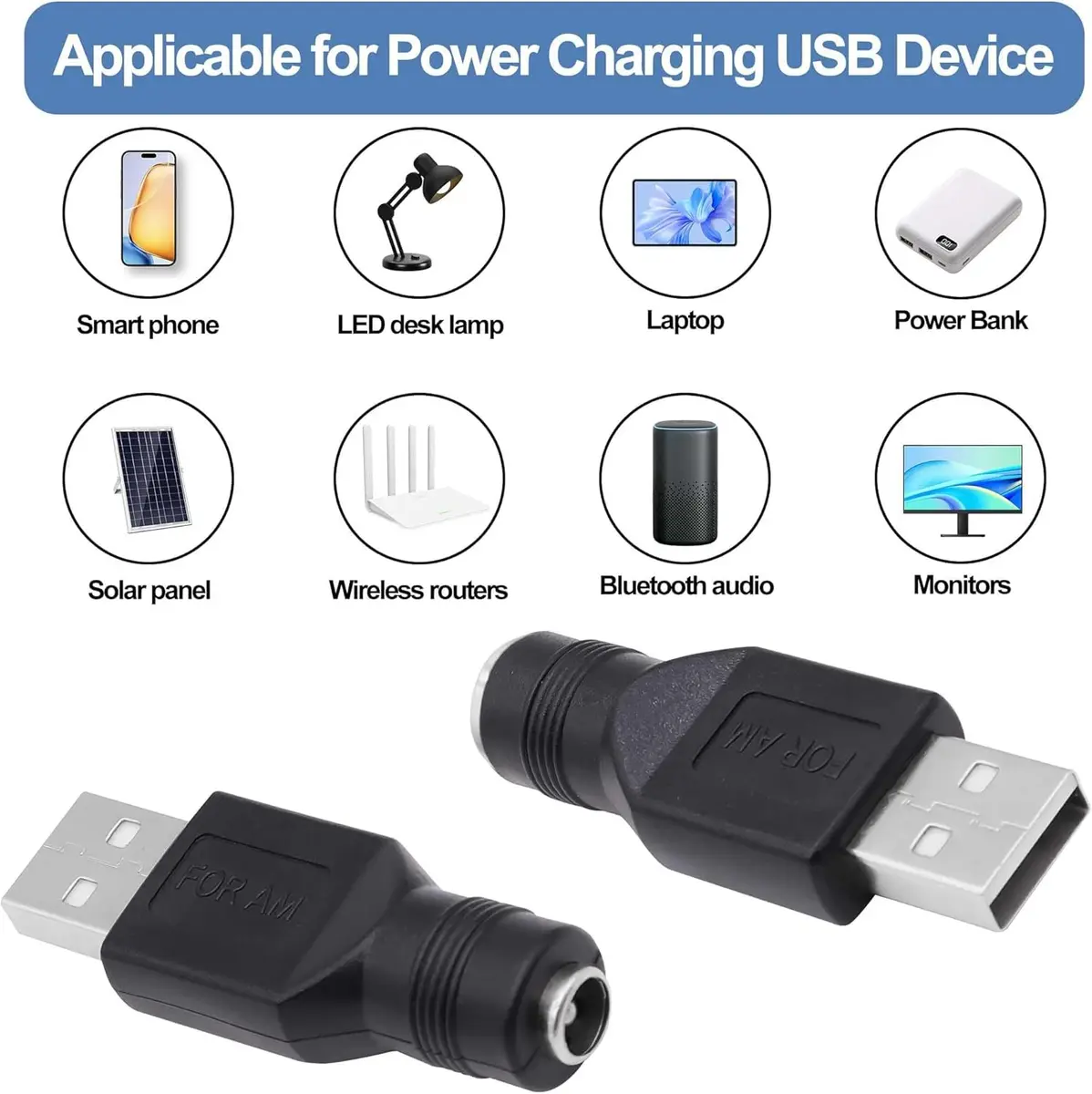 Traovien USB to DC Power Adapter 2PCS | 5V USB Male to DC 5.5x2.1mm Female | Compact & Lightweight - view 8
