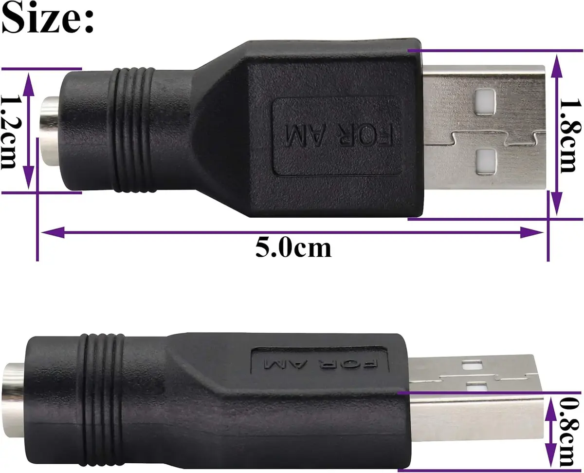Traovien USB to DC Power Adapter 2PCS | 5V USB Male to DC 5.5x2.1mm Female | Compact & Lightweight - view 3