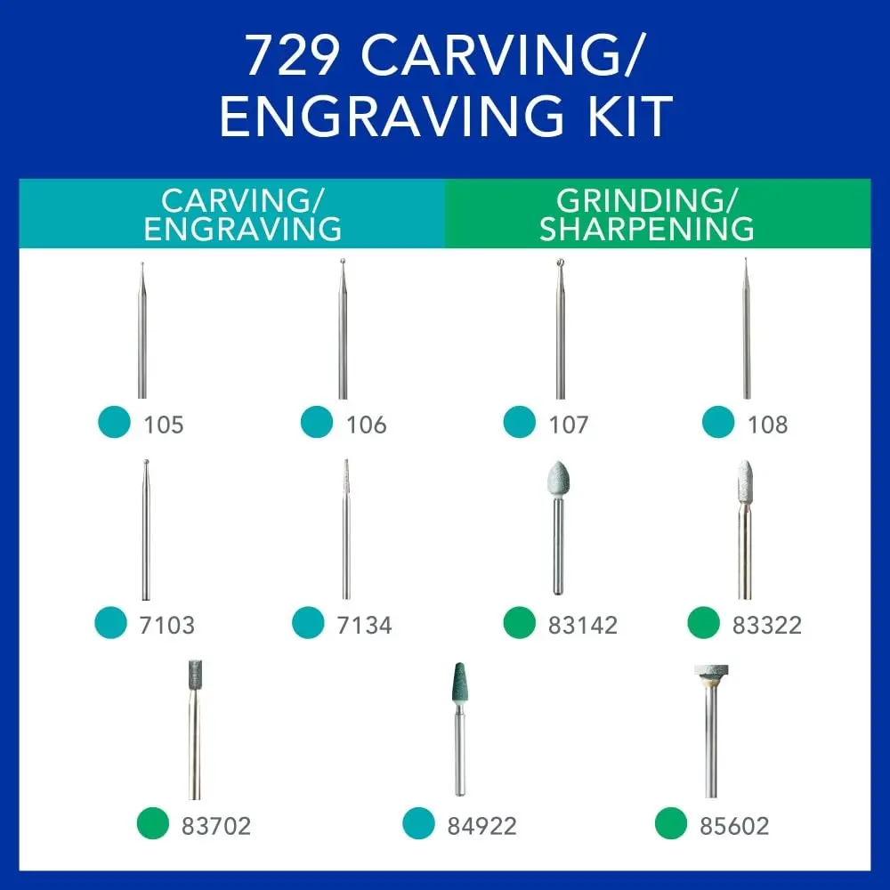 Dremel Carving & Engraving Rotary Tool Accessory Kit 11 Pieces | Versatile Micro Set for Precision Carving in India - view 3