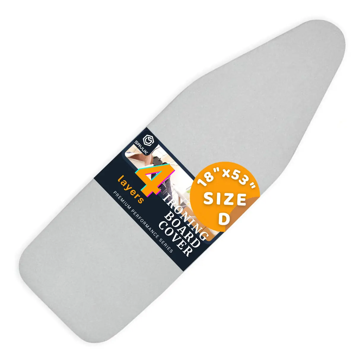 SAVUK Ironing Board Cover and Pad 18"x53" | Heat Reflective, Thick Padding, Non Stick - main product image