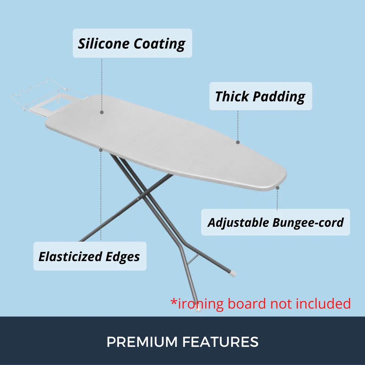SAVUK Ironing Board Cover and Pad 18"x53" | Heat Reflective, Thick Padding, Non Stick - view 3