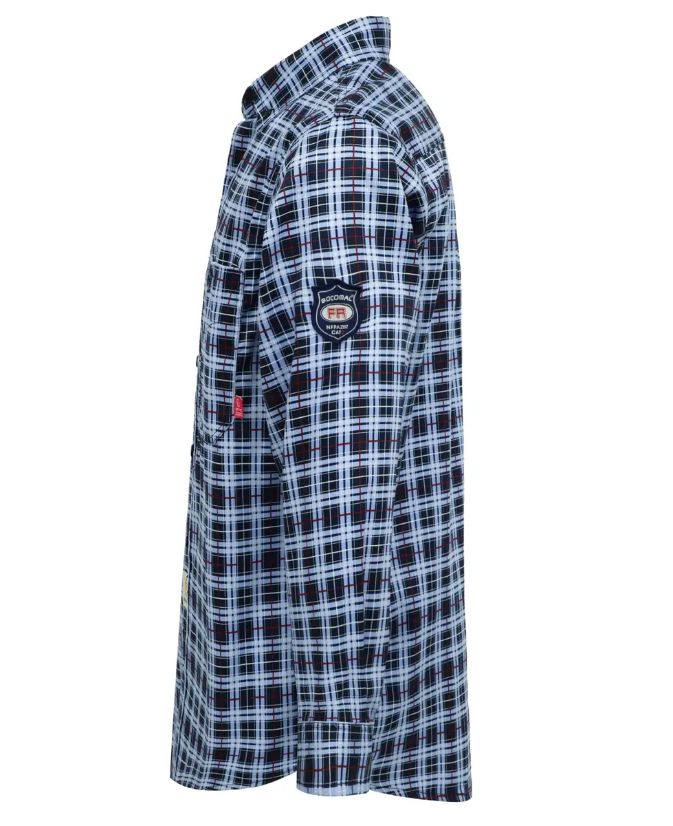 BOCOMAL Men's FR Shirts Printed Plaid Button Up 6.5oz Lightweight Workwear | NFPA 70E & NFPA 2112 Certified - view 7
