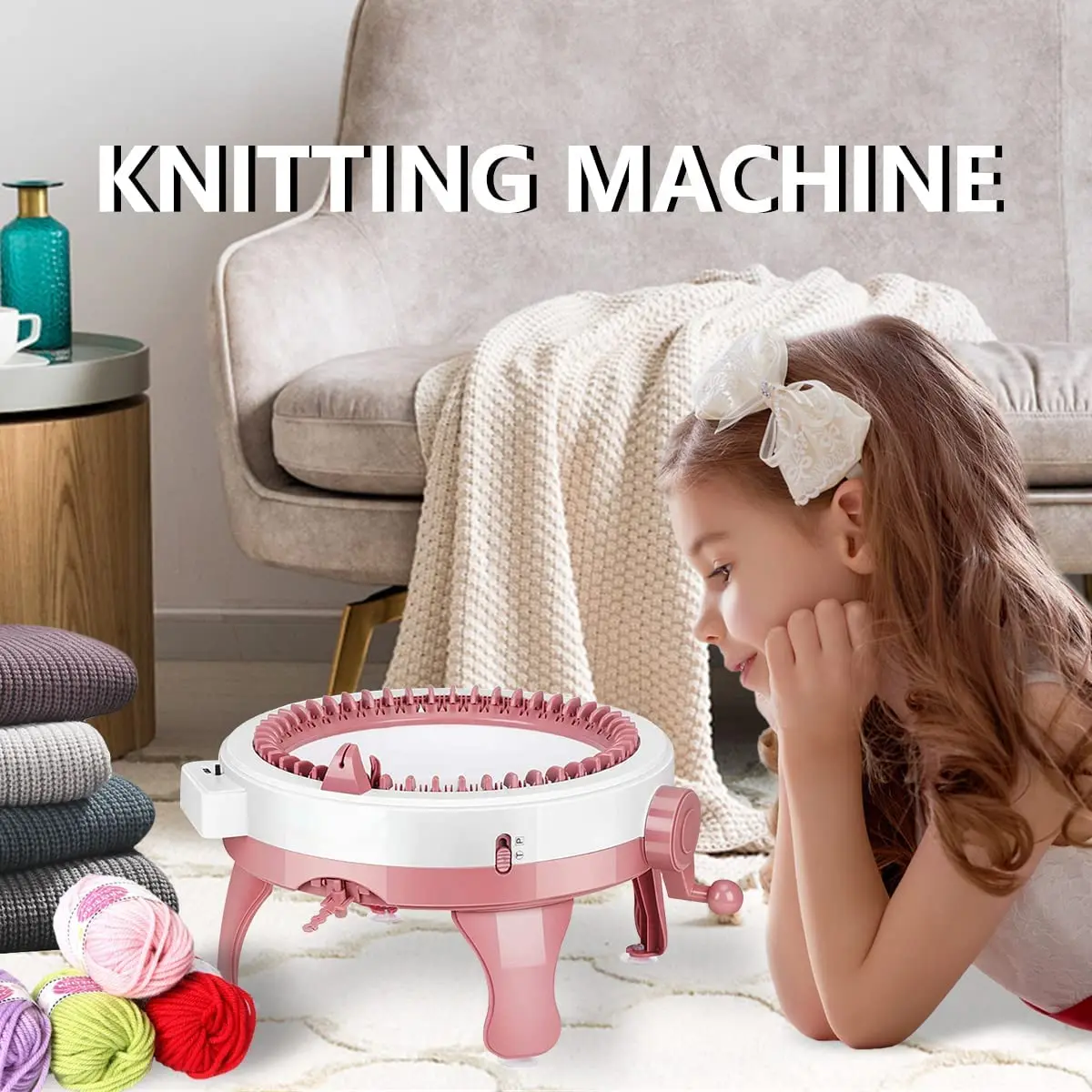 BUAOB Sentro Knitting Machine 48 Needles | Rotating Double Knit Loom Kit for Beginners - view 9