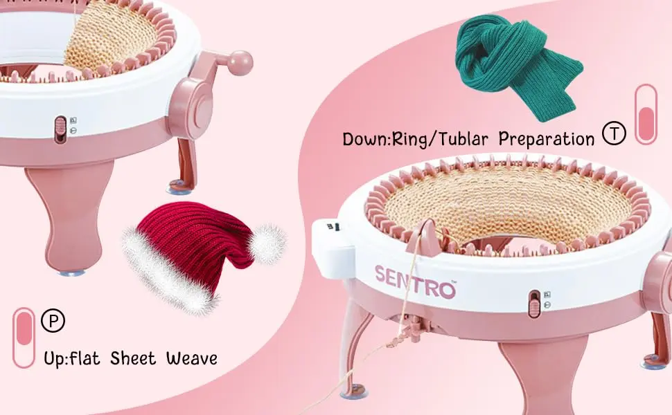 BUAOB Sentro Knitting Machine 48 Needles | Rotating Double Knit Loom Kit for Beginners - view 3